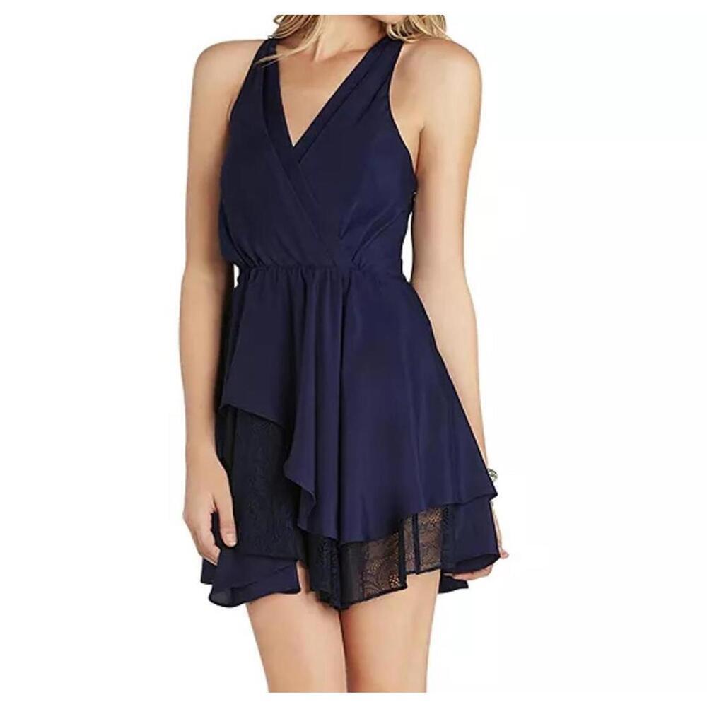 BCBGeneration Tiered Ruffle Dress Navy sz 4 semi-formal